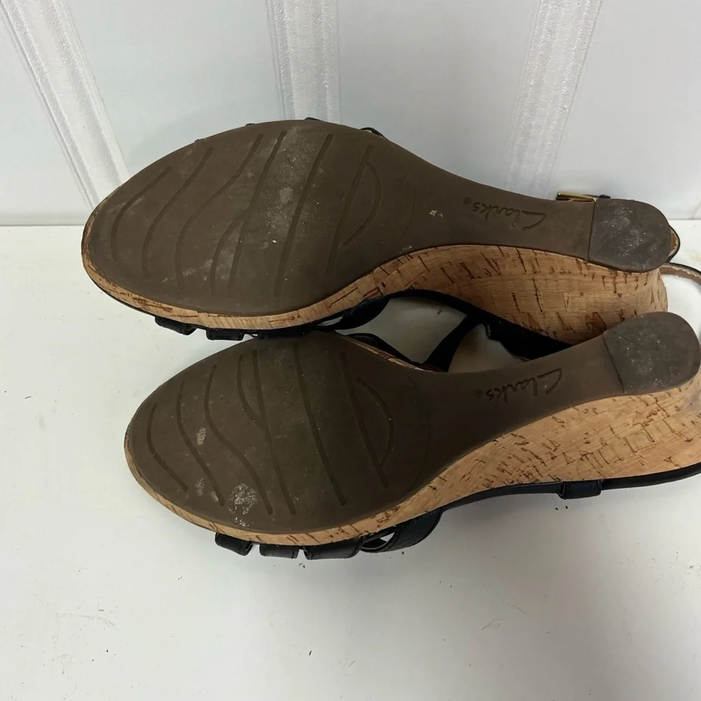 Clarks Black Wedge Sandals